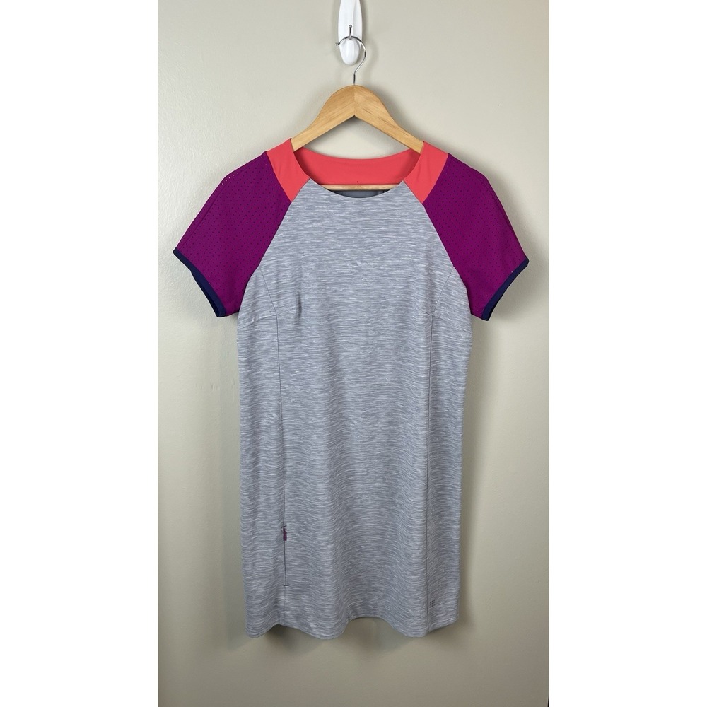 Title Nine Women's‎ Sz Lg Unconventional Dress Stretch Gray Raspberry Coral